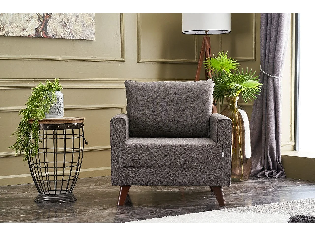 Fauteuil Hermoso Tissu Marron clair