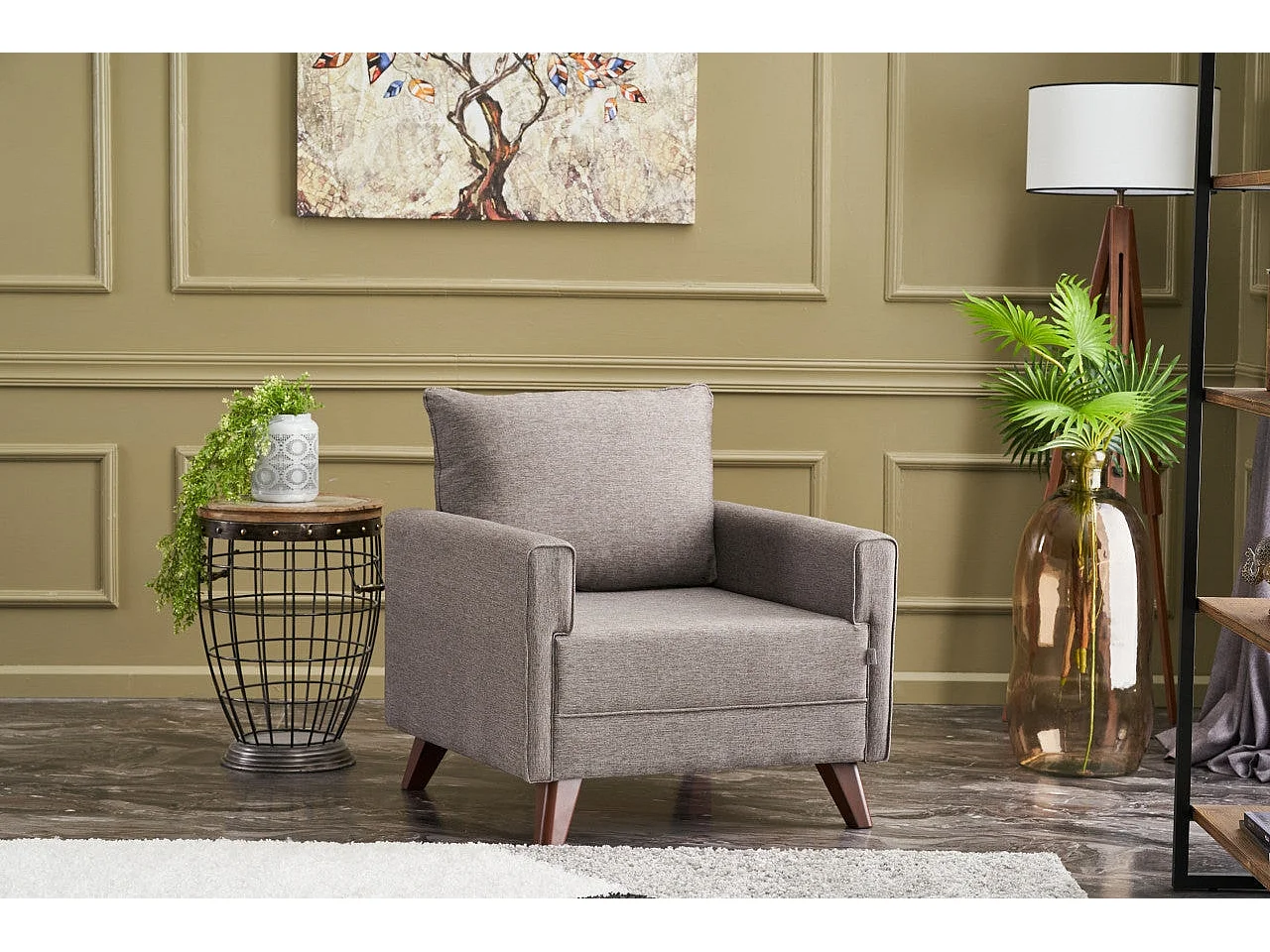 Fauteuil Hermoso Tissu Marron clair