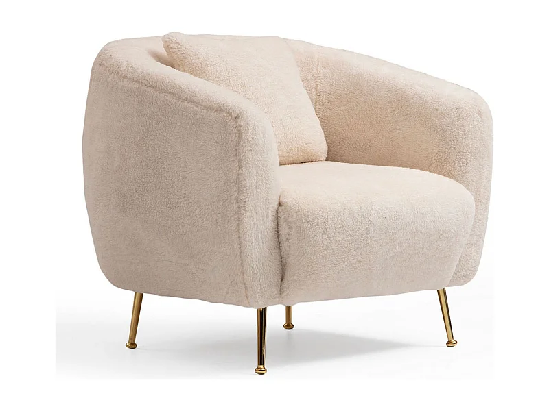 Sillón Altadena 377, De color marrón claro, 80x85x85cm, Tapiz, Patas: Metal