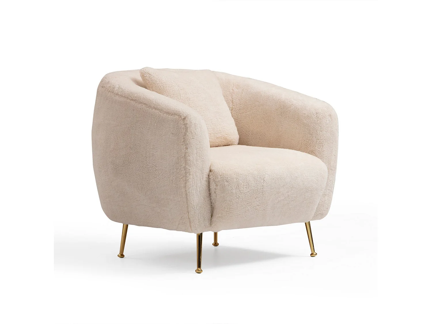 Poltrona Elegante, Bege, 85 x 85 x 80 cm | Estrutura em madeira de faia e aglomerado, 100% poliéster, pernas em metal dourado | Almofadas macias de es