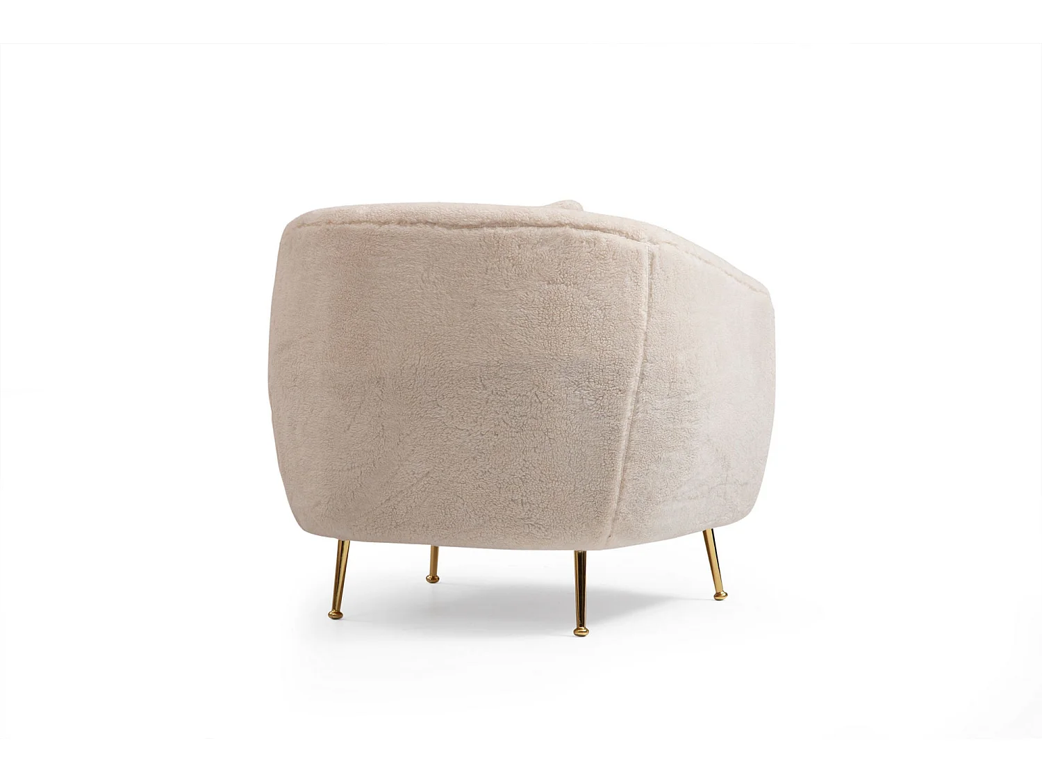 Poltrona Elegante, Bege, 85 x 85 x 80 cm | Estrutura em madeira de faia e aglomerado, 100% poliéster, pernas em metal dourado | Almofadas macias de es