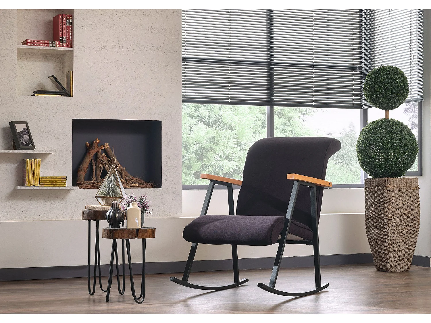 Fauteuil à bascule Vitocha Velours Noir