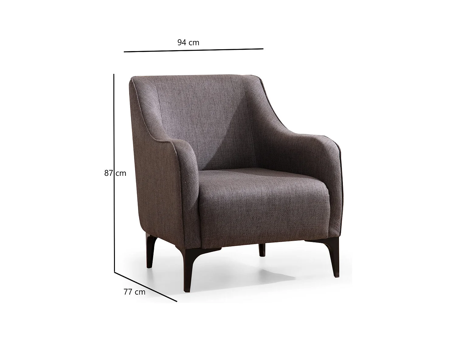 Elegante fauteuil, donkergrijs, 94 x 87 x 77 cm | Frame van beukenhout en spaanplaat, kussens van 100% polyester, schuim en veren | Perfect