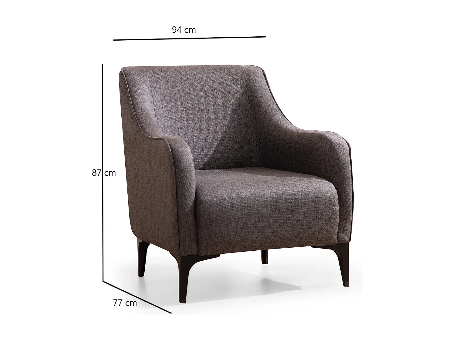 Elegante fauteuil, donkergrijs, 94 x 87 x 77 cm | Frame van beukenhout en spaanplaat, kussens van 100% polyester, schuim en veren | Perfect