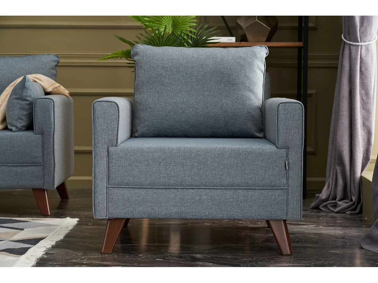 Fauteuil Hermoso Tissu Bleu