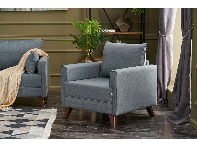 Poltrona moderna de 1 lugar – 82 x 85 x 81 cm – azul – 100% poliéster