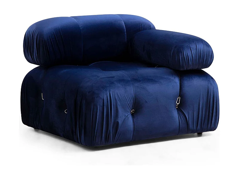 Poltrona elegante de 1 lugar, azul, 95x95x75 cm | Estrutura em madeira de faia e aglomerado, 100% poliéster, encosto e braço removíveis | Perfeito par