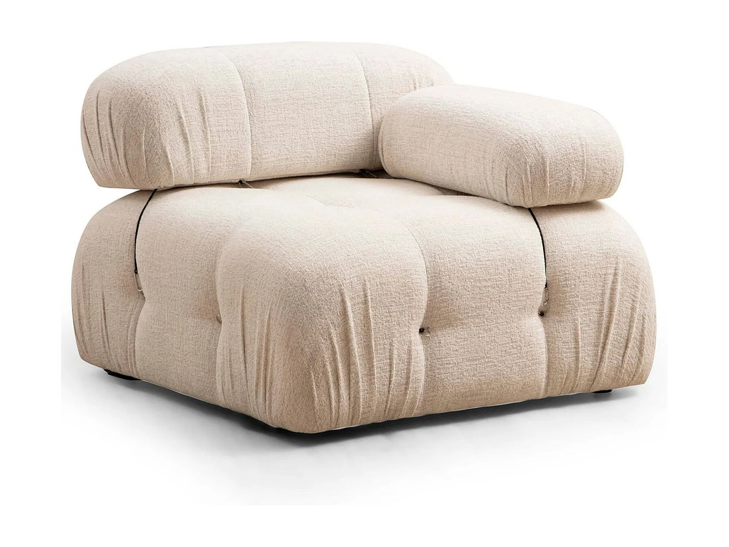 Poltrona elegante de 1 lugar, cor creme, 95x95x75 cm | Estrutura em madeira de faia e aglomerado, 100% poliéster, encosto e braço removíveis | Perfeit