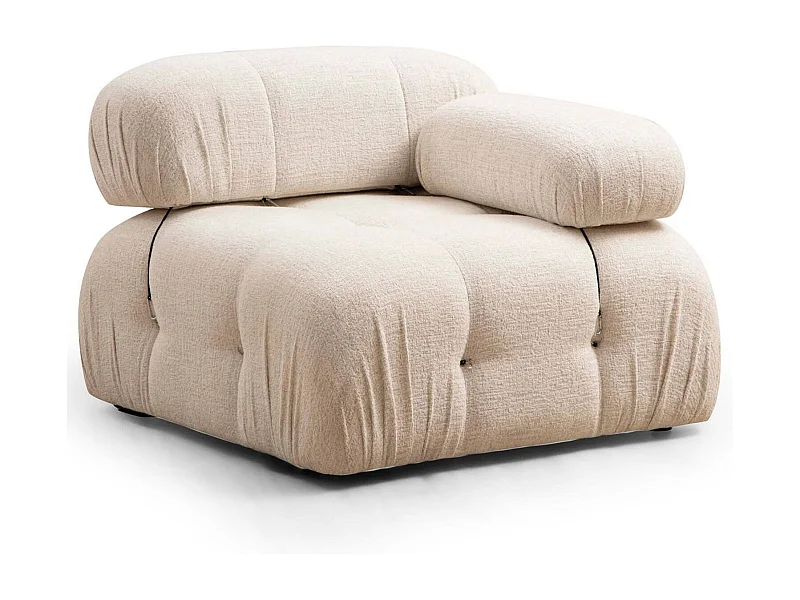 Poltrona elegante de 1 lugar, cor creme, 95x95x75 cm | Estrutura em madeira de faia e aglomerado, 100% poliéster, encosto e braço removíveis | Perfeit