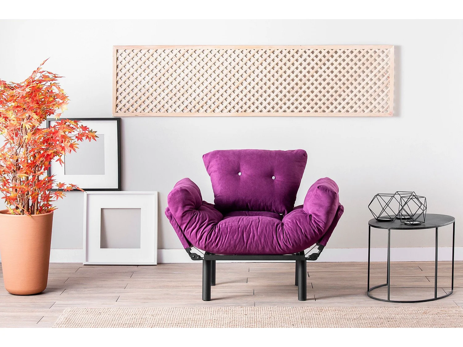 Fauteuil avec accoudoirs mobiles Tresa Velours Violet