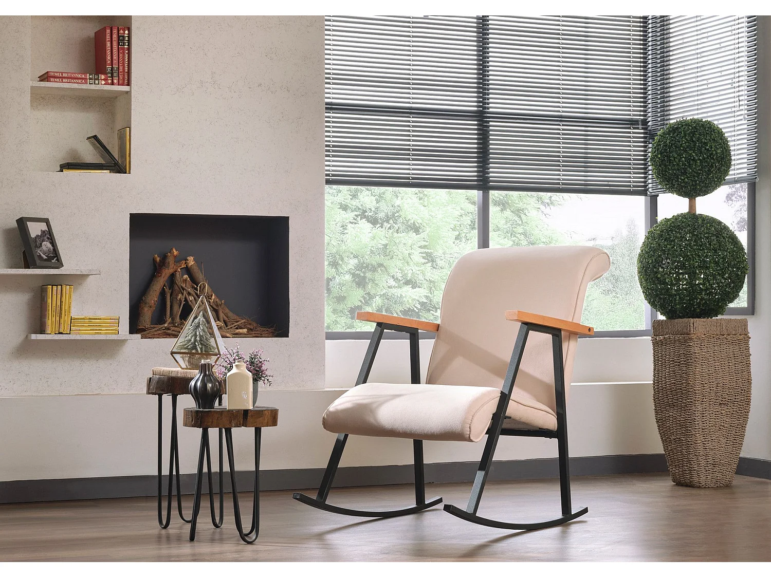 Fauteuil à bascule Vitocha Velours Crème