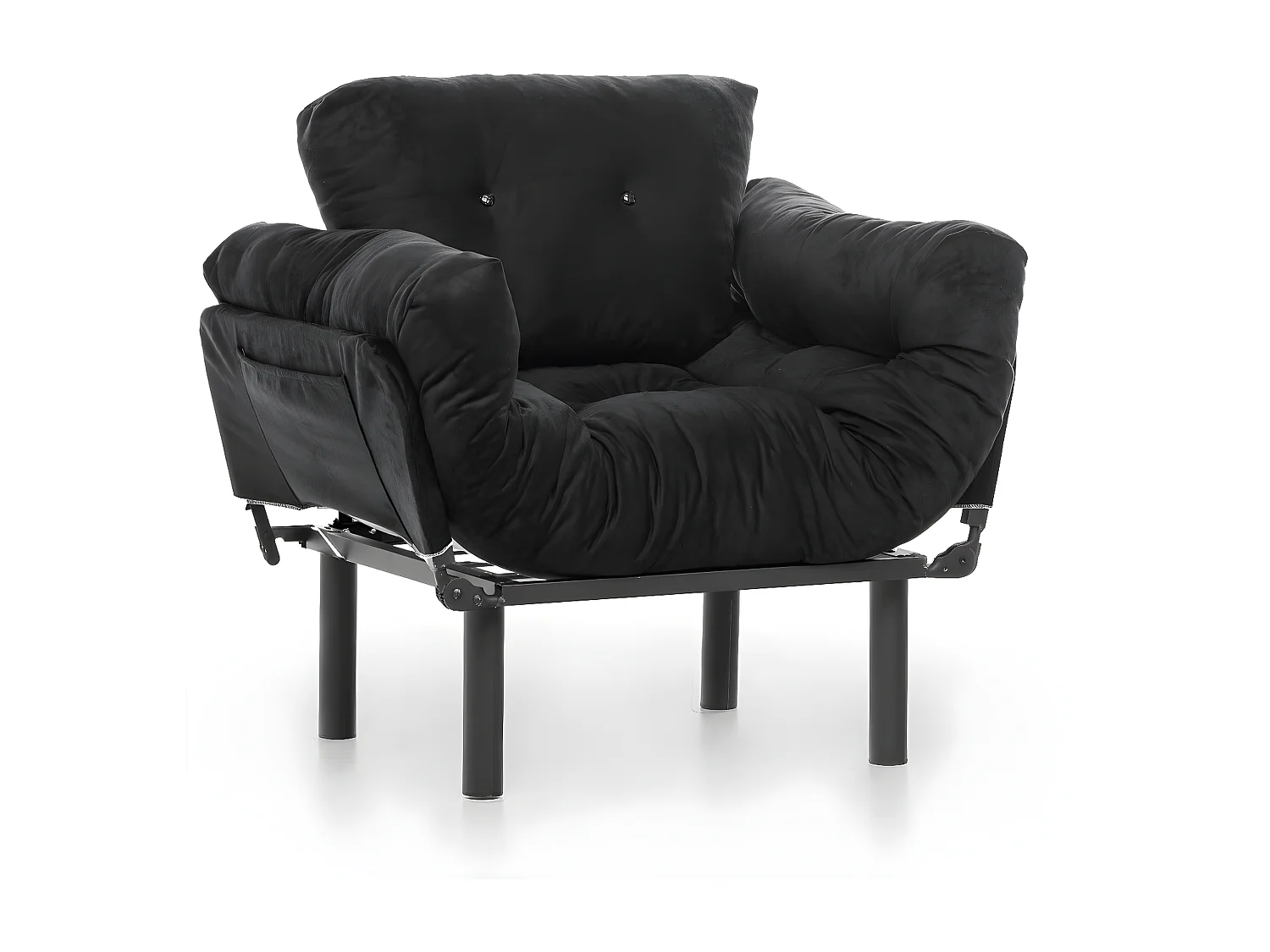 Fauteuil avec accoudoirs mobiles Tresa Velours Noir