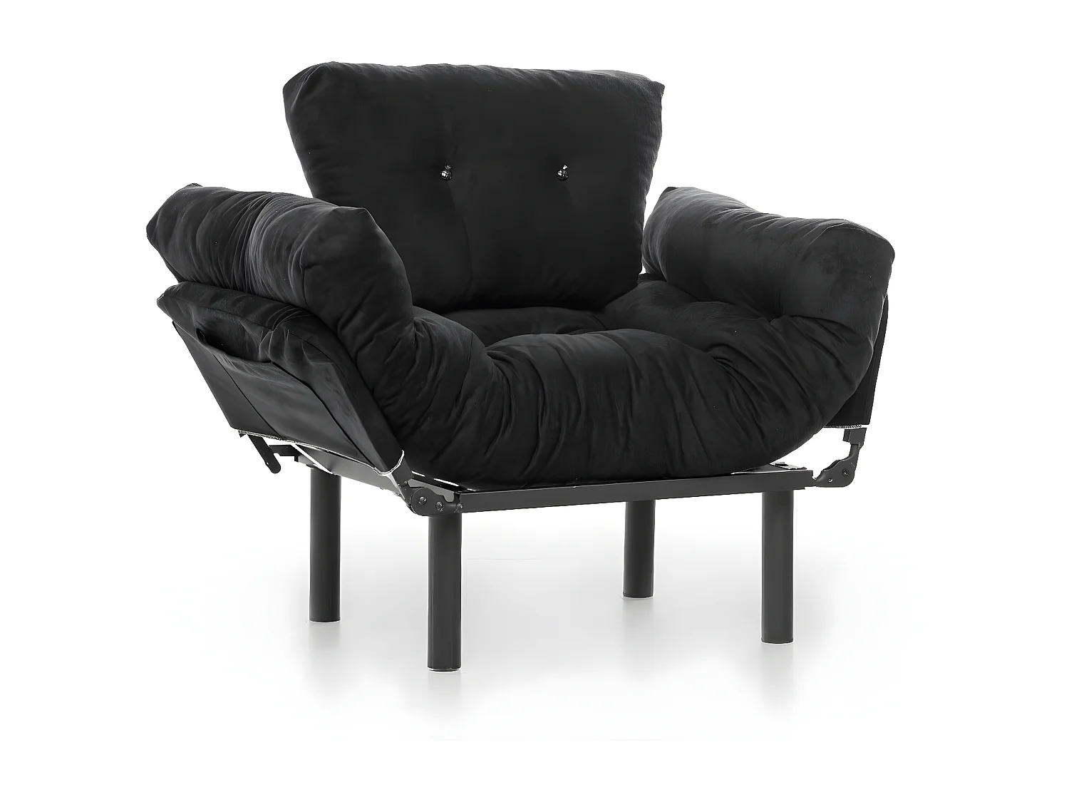 Fauteuil avec accoudoirs mobiles Tresa Velours Noir