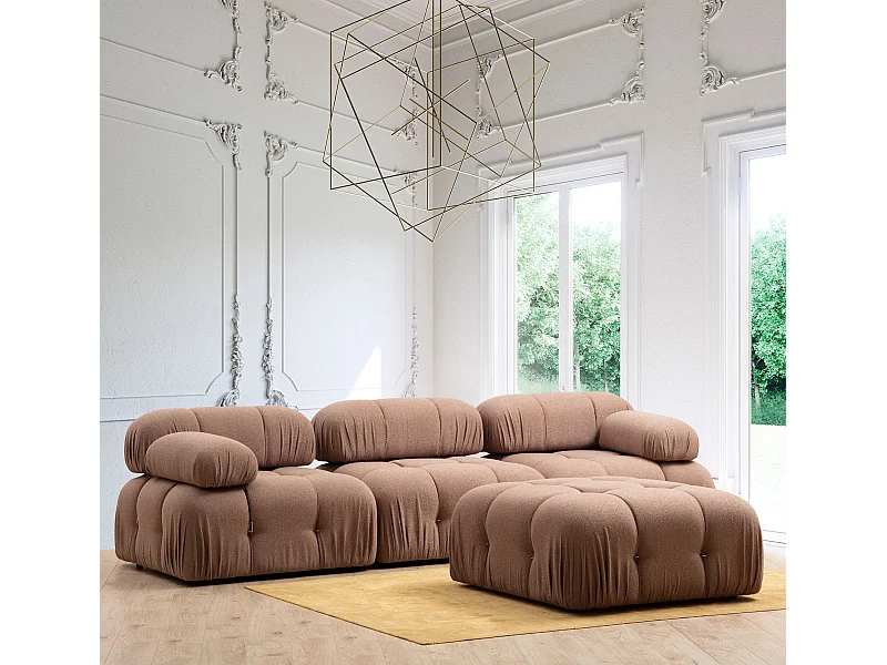 Sillón modular Altadena A104, De color marrón claro, 75x95x95cm, Tapiz, Patas: Plástico