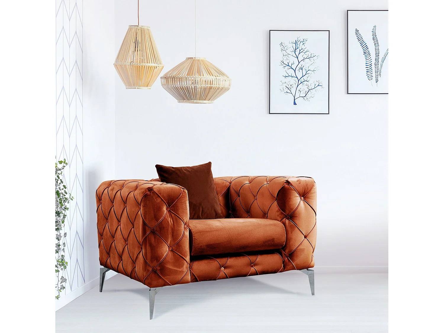 Poltrona – 108 cm x 70 cm x 90 cm – Laranja – Madeira de faia e Aglomerado