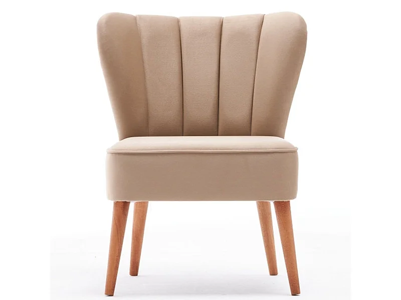 Sillón Altadena 463, De color marrón claro, 80x65x65cm, Tapiz, Patas: Madera