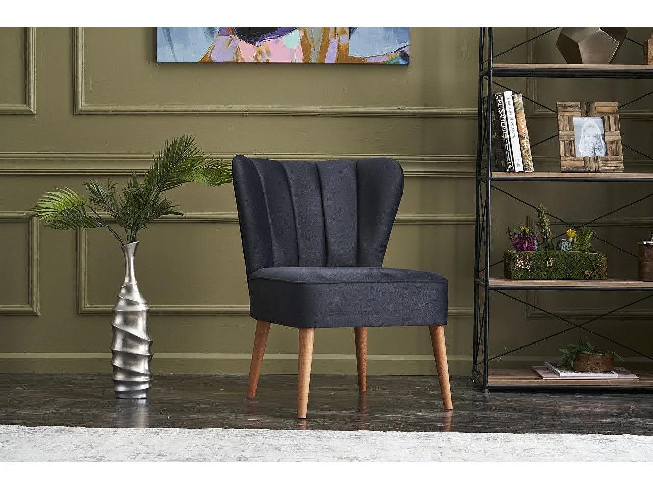 Poltrona moderna – 65x65x80 cm – antracite – madeira de faia