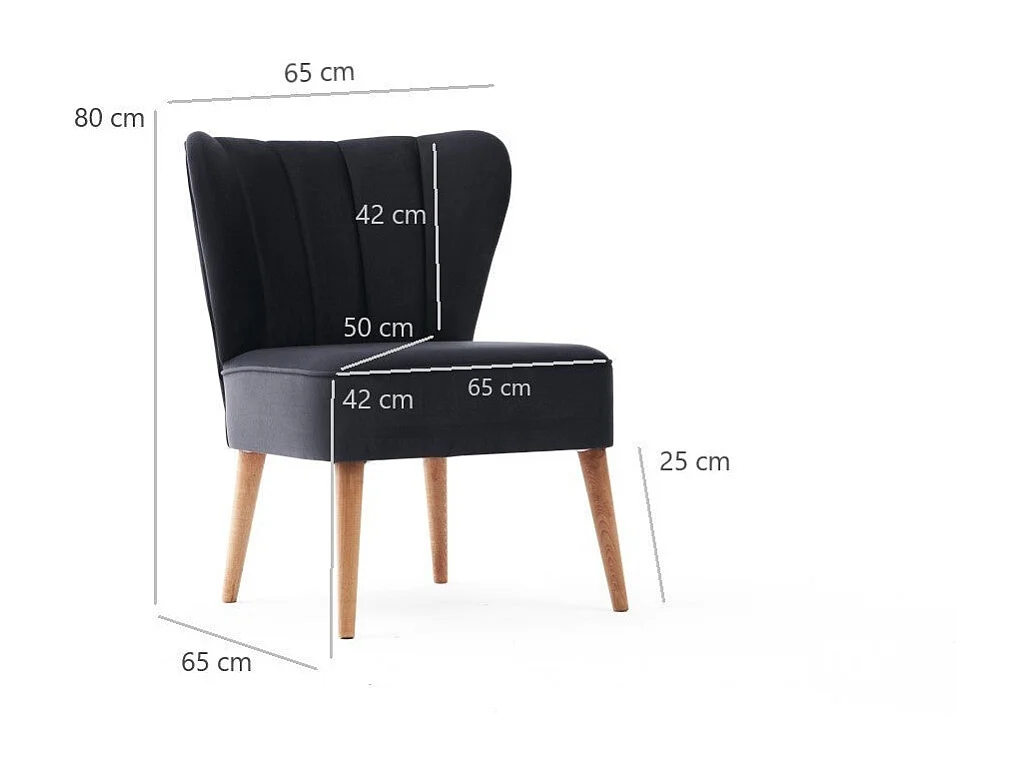 Poltrona moderna – 65x65x80 cm – antracite – madeira de faia