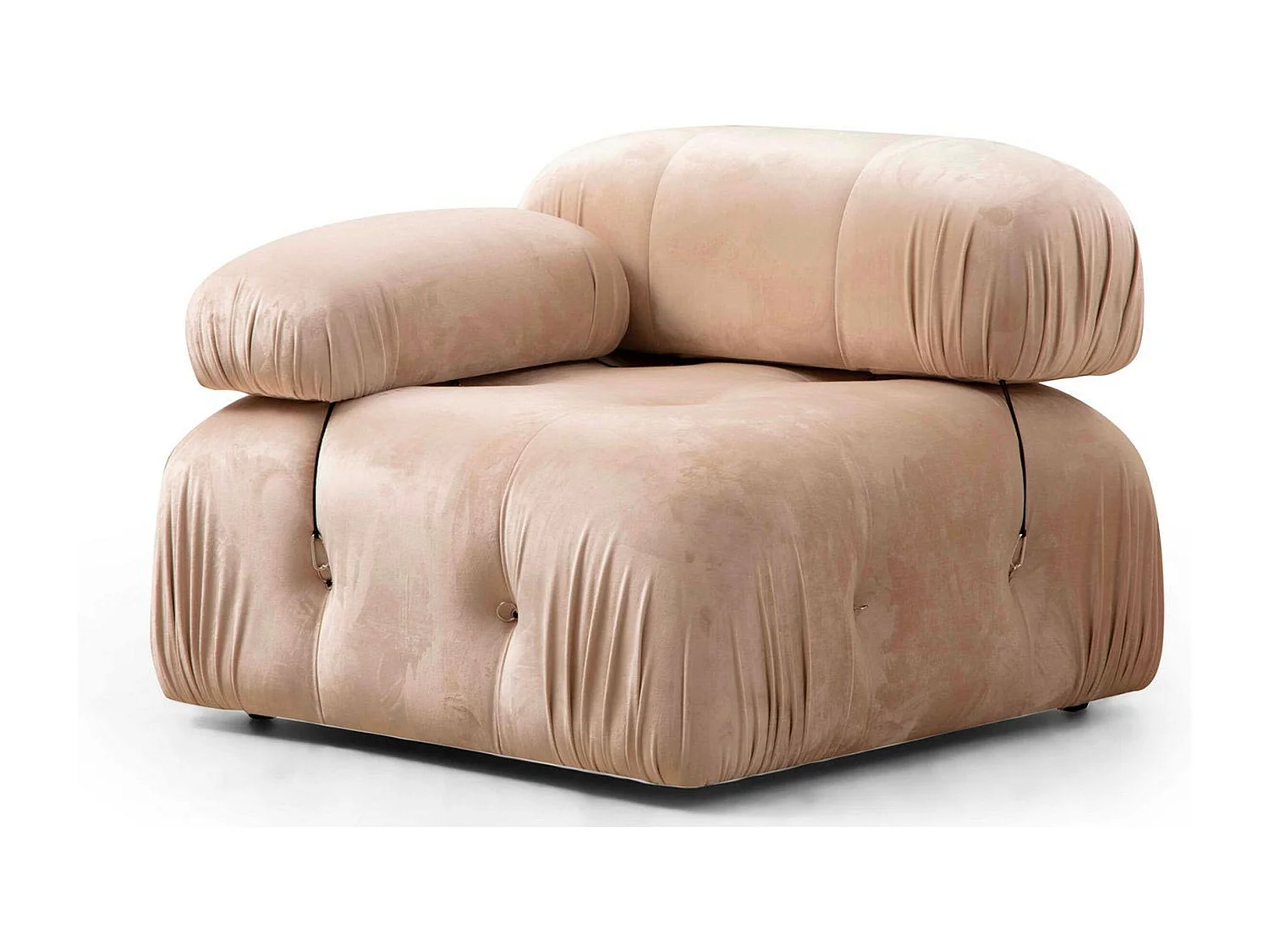 Fauteuil accoudoir ou module d'angle gauche Nourhane Velours Beige