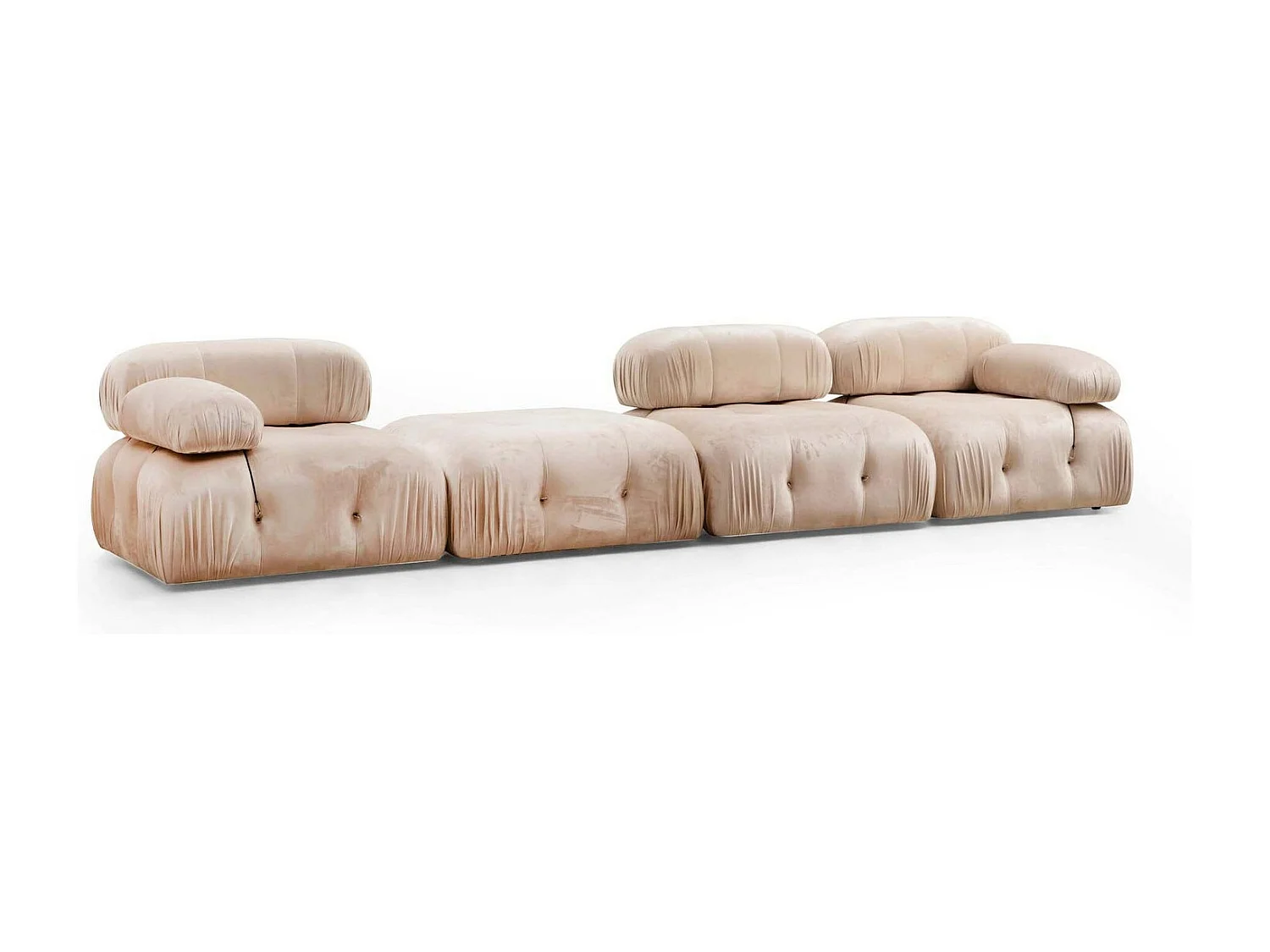 Fauteuil accoudoir ou module d'angle gauche Nourhane Velours Beige