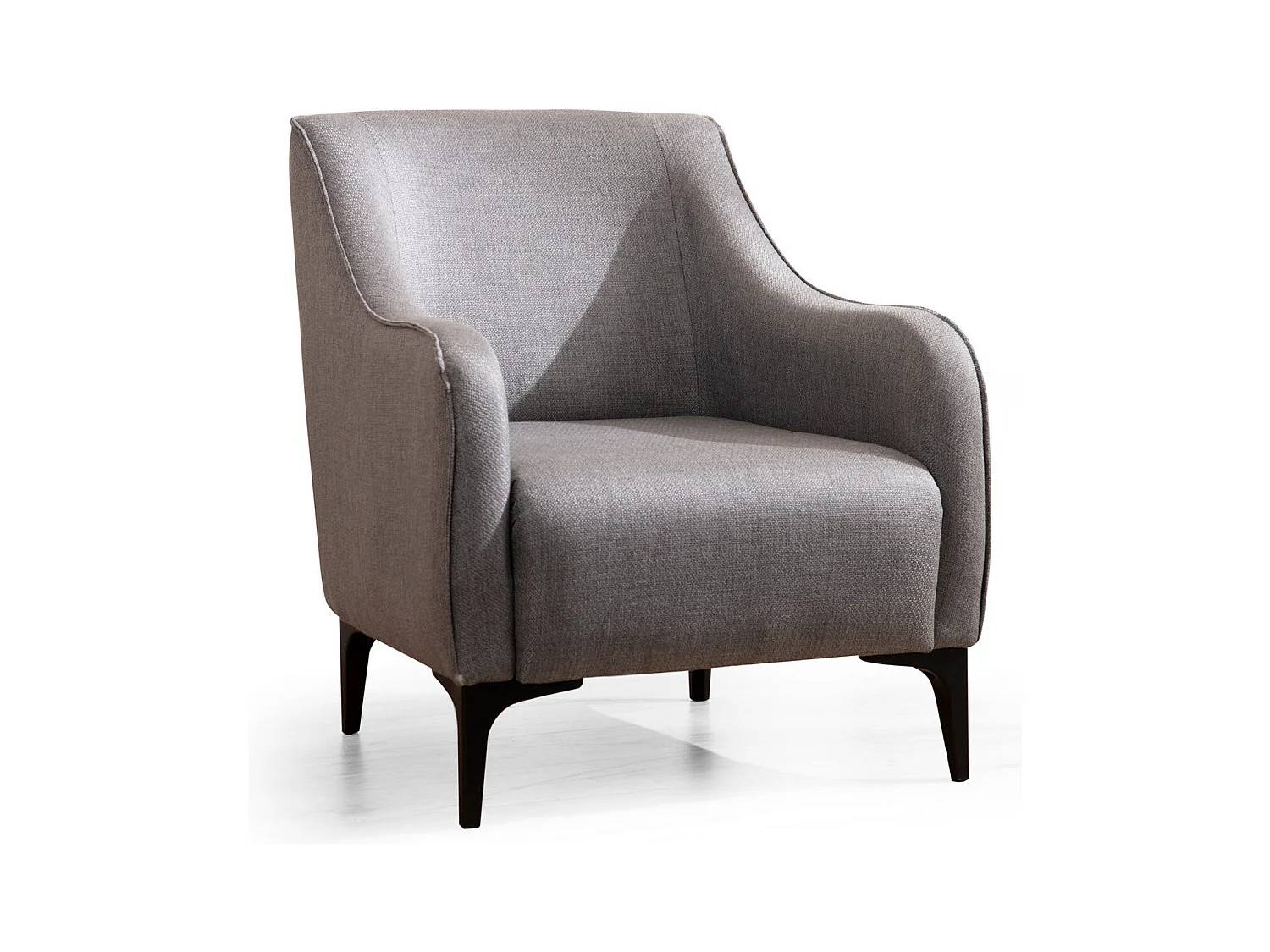 Elegante fauteuil, grijze stof, beukenhouten frame, 94x87x77 cm | 100% polyester, kussens van schuim en veren, inclusief 2 kussens | Ontwerp