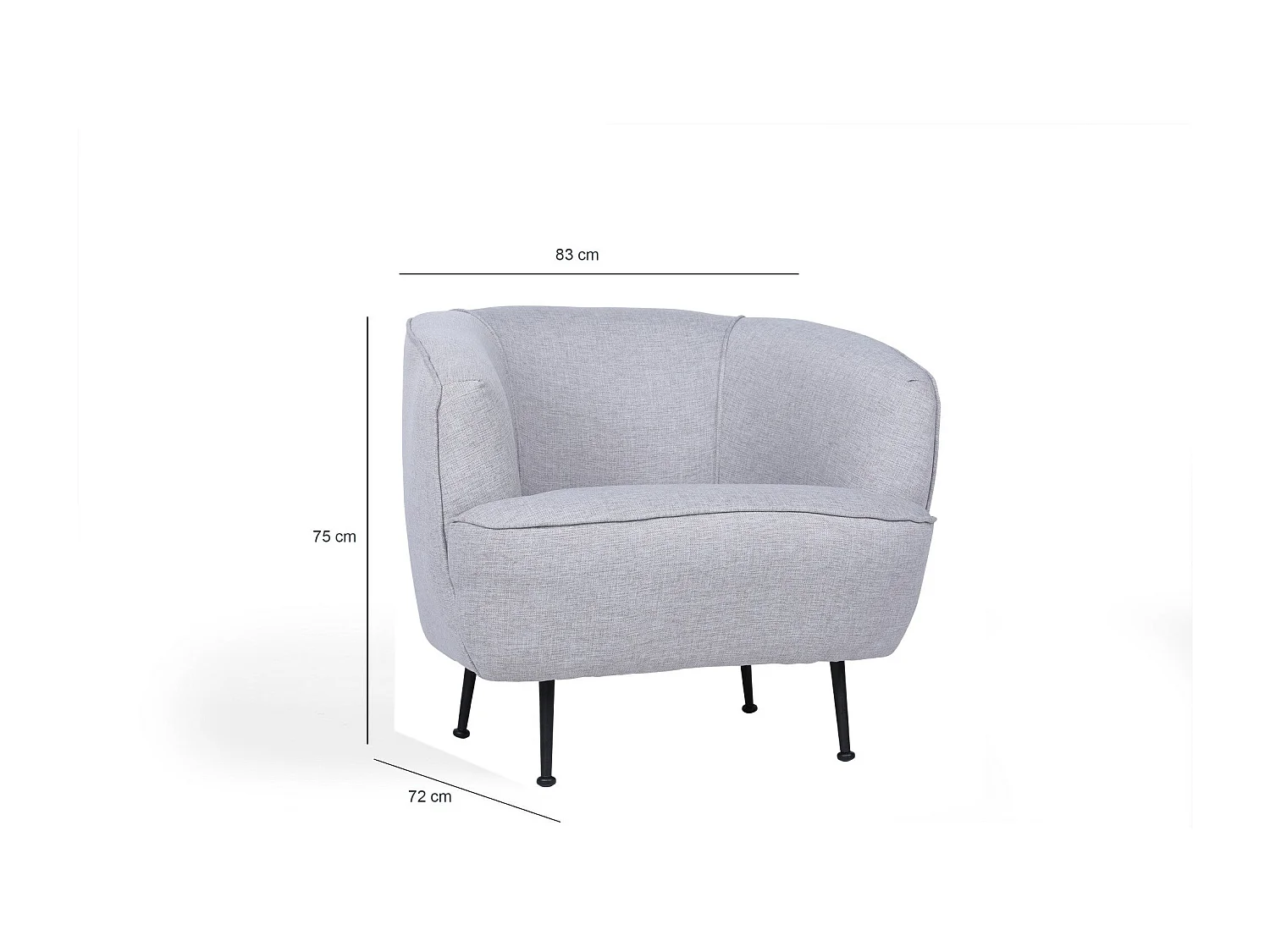 Poltrona de orelhas estilosa, cinza claro, 83 x 72 x 75 cm | Estrutura em madeira de faia e aglomerado, linho 100% poliéster, pernas em metal preto fo