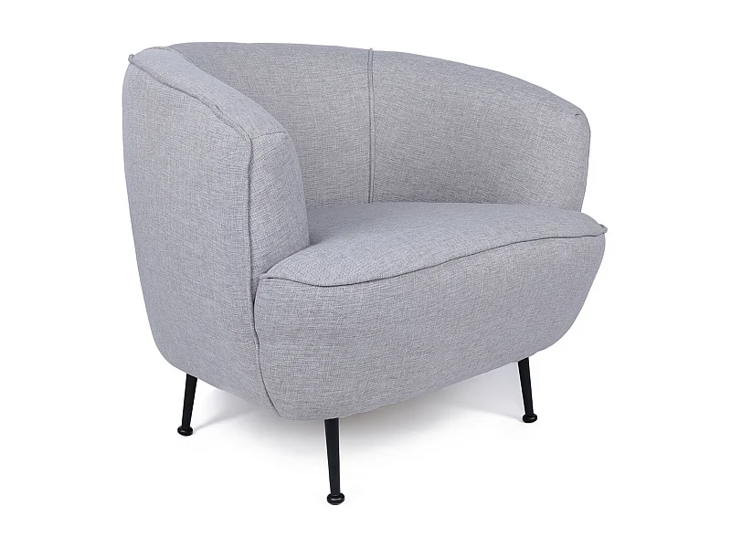 Poltrona de orelhas estilosa, cinza claro, 83 x 72 x 75 cm | Estrutura em madeira de faia e aglomerado, linho 100% poliéster, pernas em metal preto fo