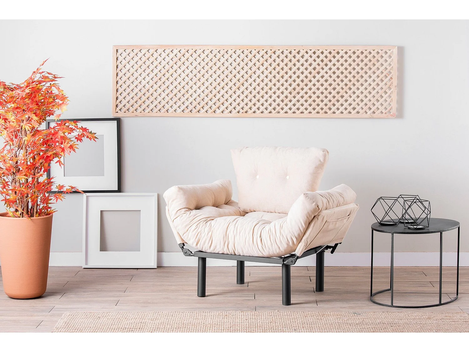 Poltrona moderna – 95 x 85 x 70 cm – Creme – Poliéster