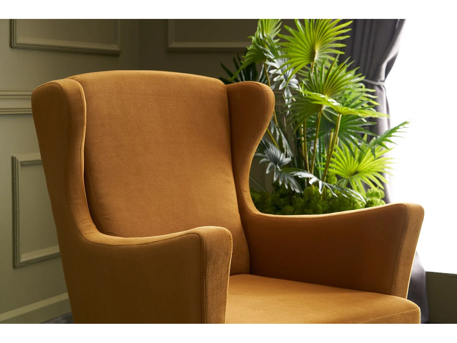 Sillón Altadena 471, Amarillo, 98x77x80cm, Tapiz, Patas: Madera