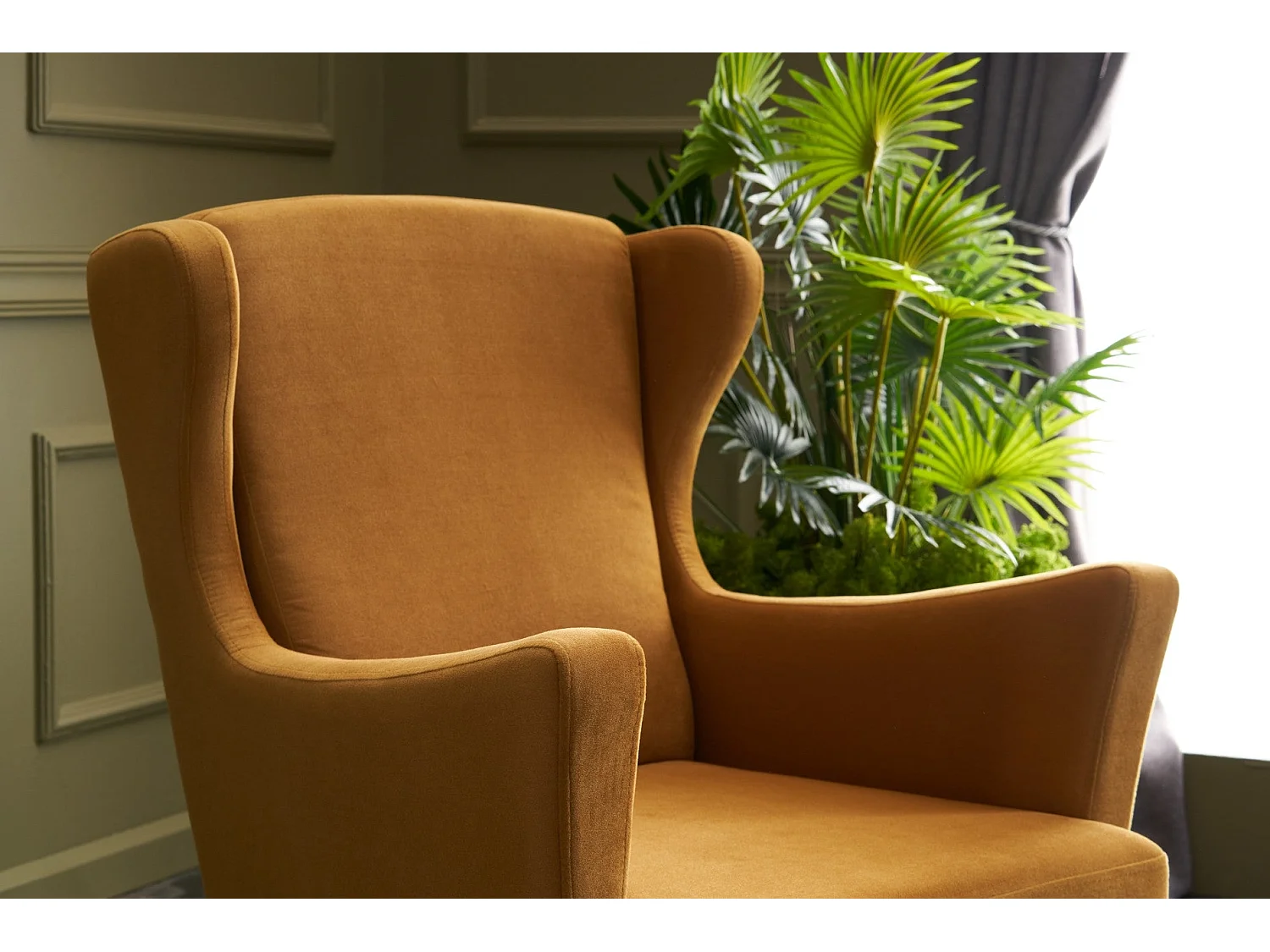 Sillón Altadena 471, Amarillo, 98x77x80cm, Tapiz, Patas: Madera