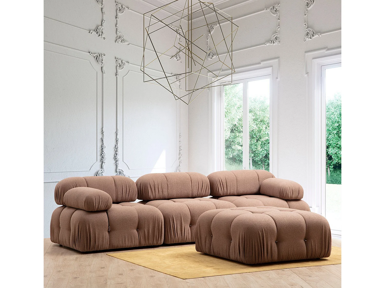 Fauteuil accoudoir ou module d'angle droit Nourhane Tissu Marron