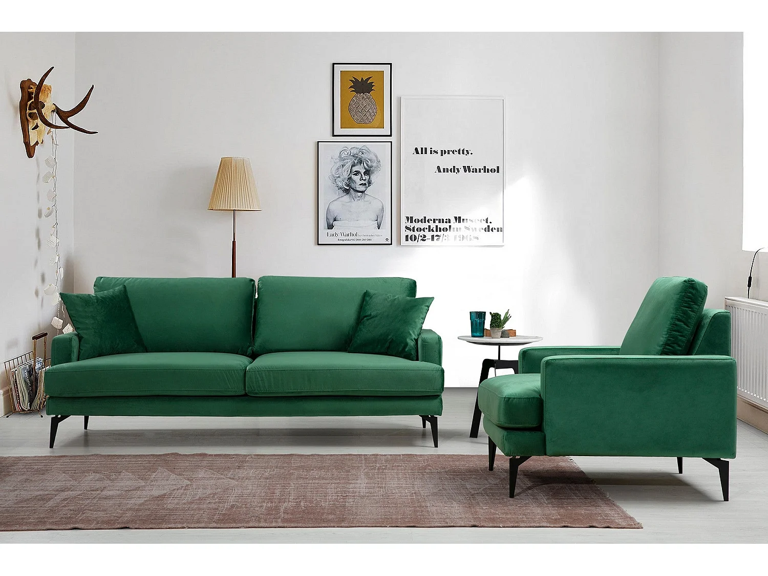 Poltrona de Asa Elegante, Verde Menta, 80x90x88 cm | Estrutura em Madeira de Faia e Aglomerado, 100% Poliéster, Almofadas de Espuma Macia | Portátil,
