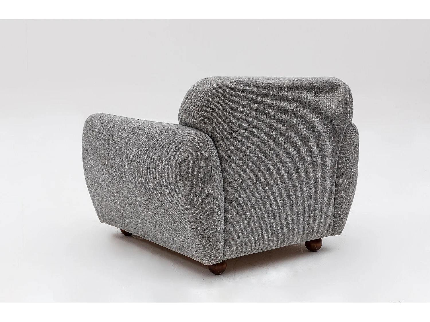 Poltrona Elegante, Cinza Claro, 90 x 86 x 86 cm | Estrutura em madeira de faia e aglomerado, 100% poliéster, pernas em nogueira | Perfeita para decora