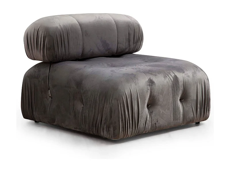 Poltrona elegante de 1 lugar, cinza, 95x95x75 cm | Estrutura em madeira de faia e aglomerado, 100% poliéster, encosto removível, personalizável | Perf