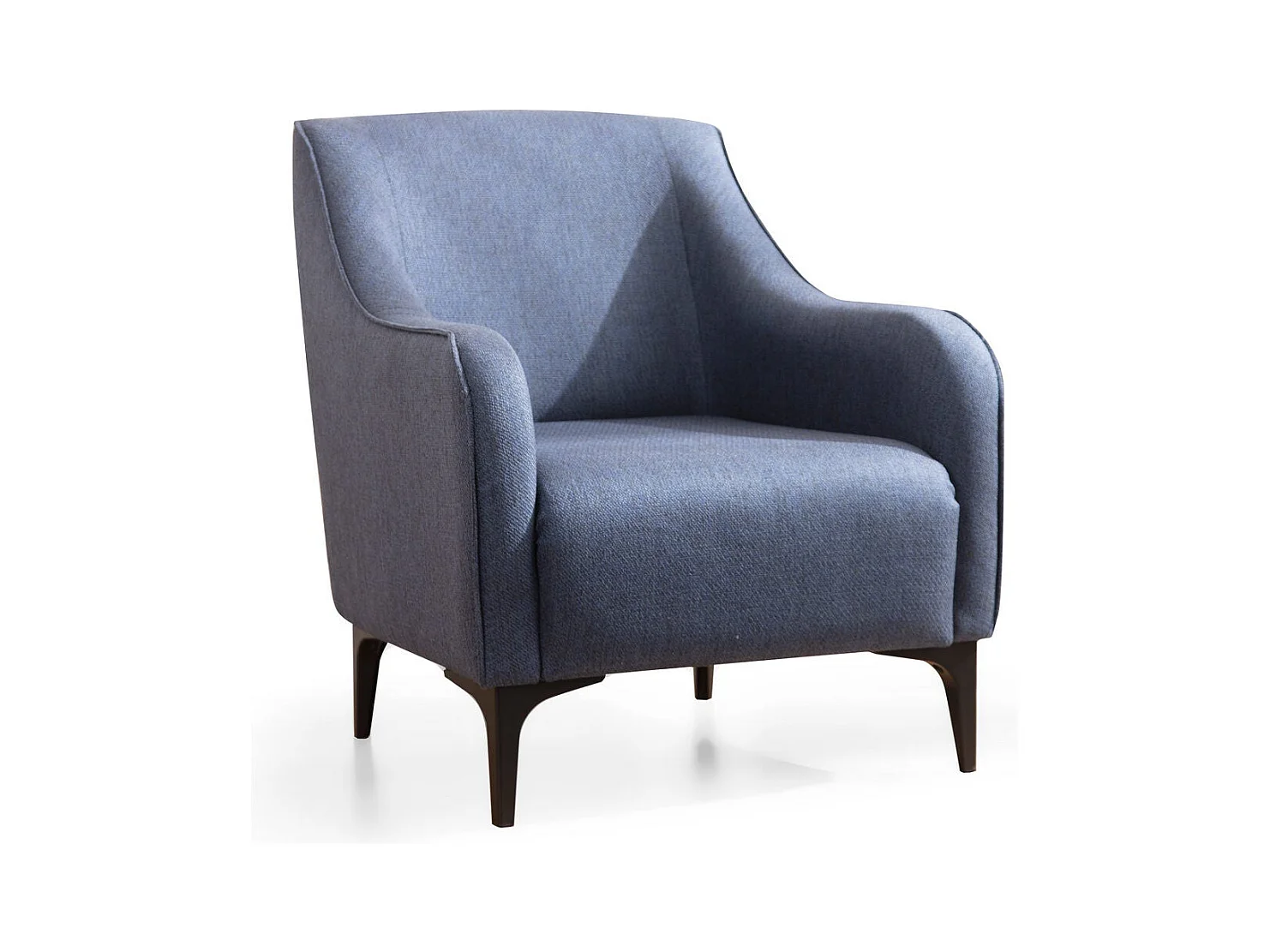 Elegante blauwe fauteuil, frame van beukenhout en spaanplaat, 94x87x77 cm | 100% polyester, kussens van schuim en veren, inclusief 2 kussens
