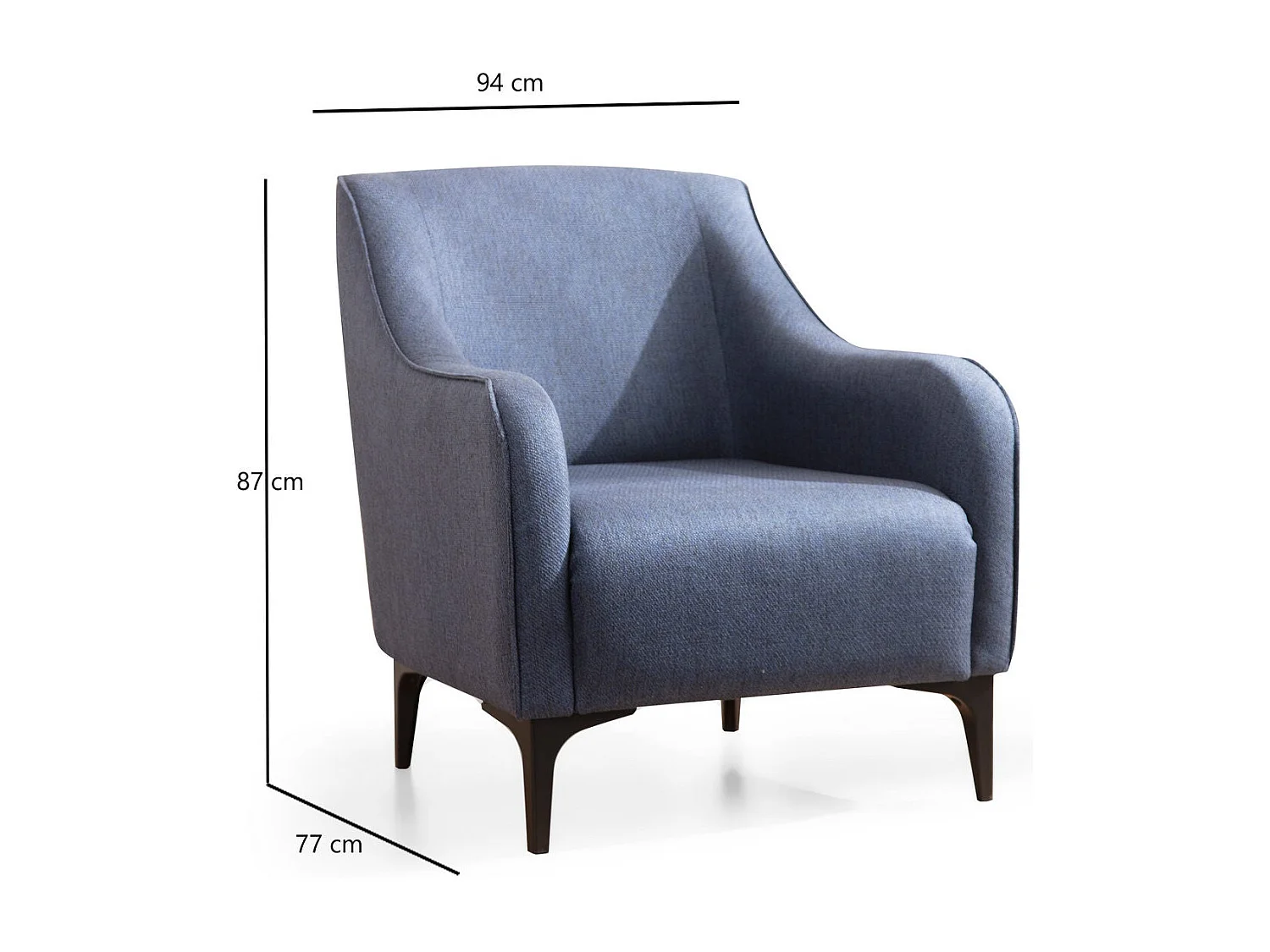 Poltrona Elegante Azul, Estrutura em Madeira de Faia e Aglomerado, 94x87x77 cm | Almofadas 100% Poliéster, Espuma e Penas, Inclui 2 Travesseiros | Des