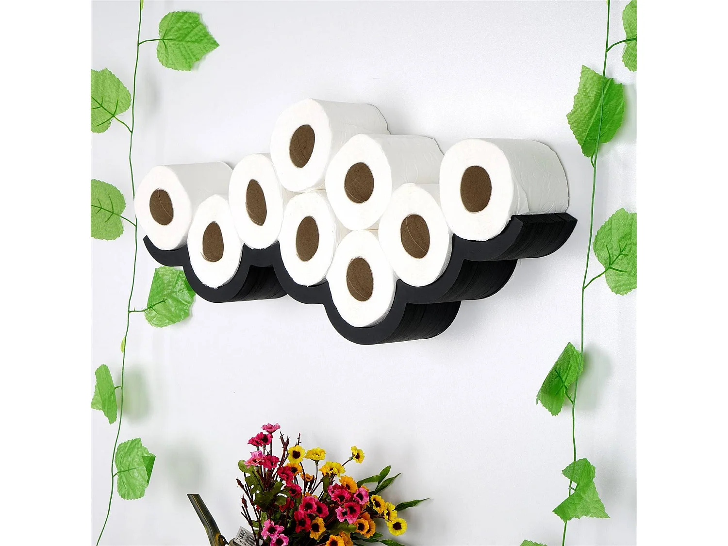 Étagère pour papier toilette Arnoult L62cm Bois Noir