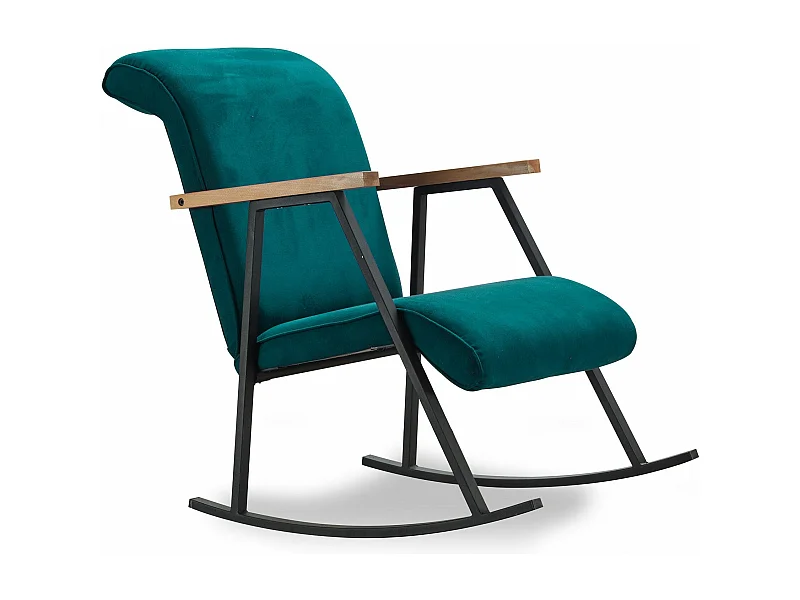 Mecedora Kailua 1646, Turquesa oscuro, 100x55x65cm, Tapiz, Metálico, Metal