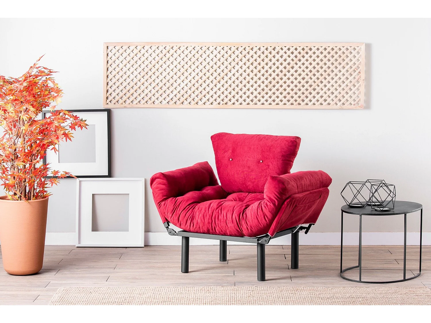 Sillón Altadena 133, Rojo, 85x95x70cm, Tapiz, Patas: Metal