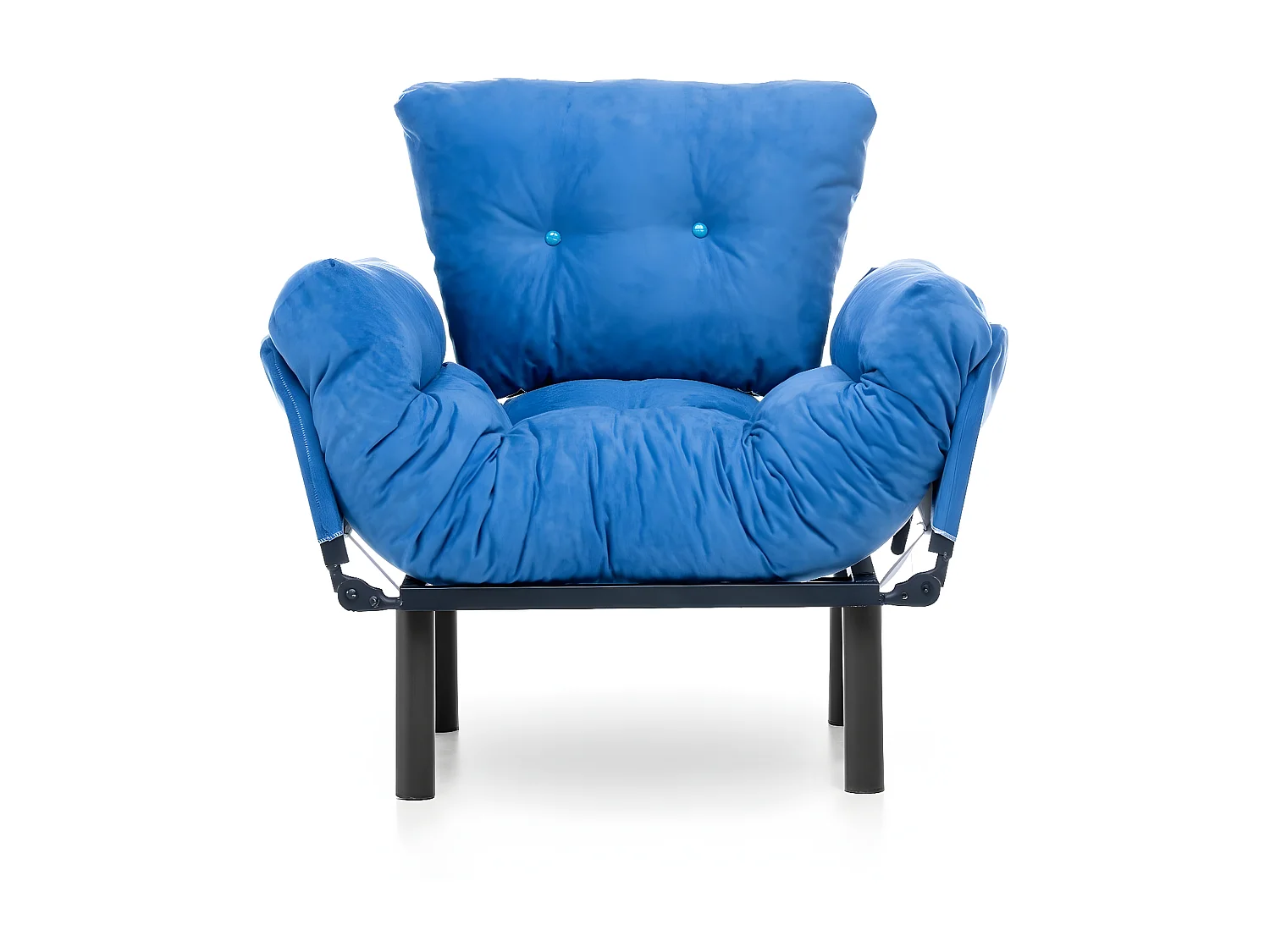 Fauteuil avec accoudoirs mobiles Tresa Velours Bleu