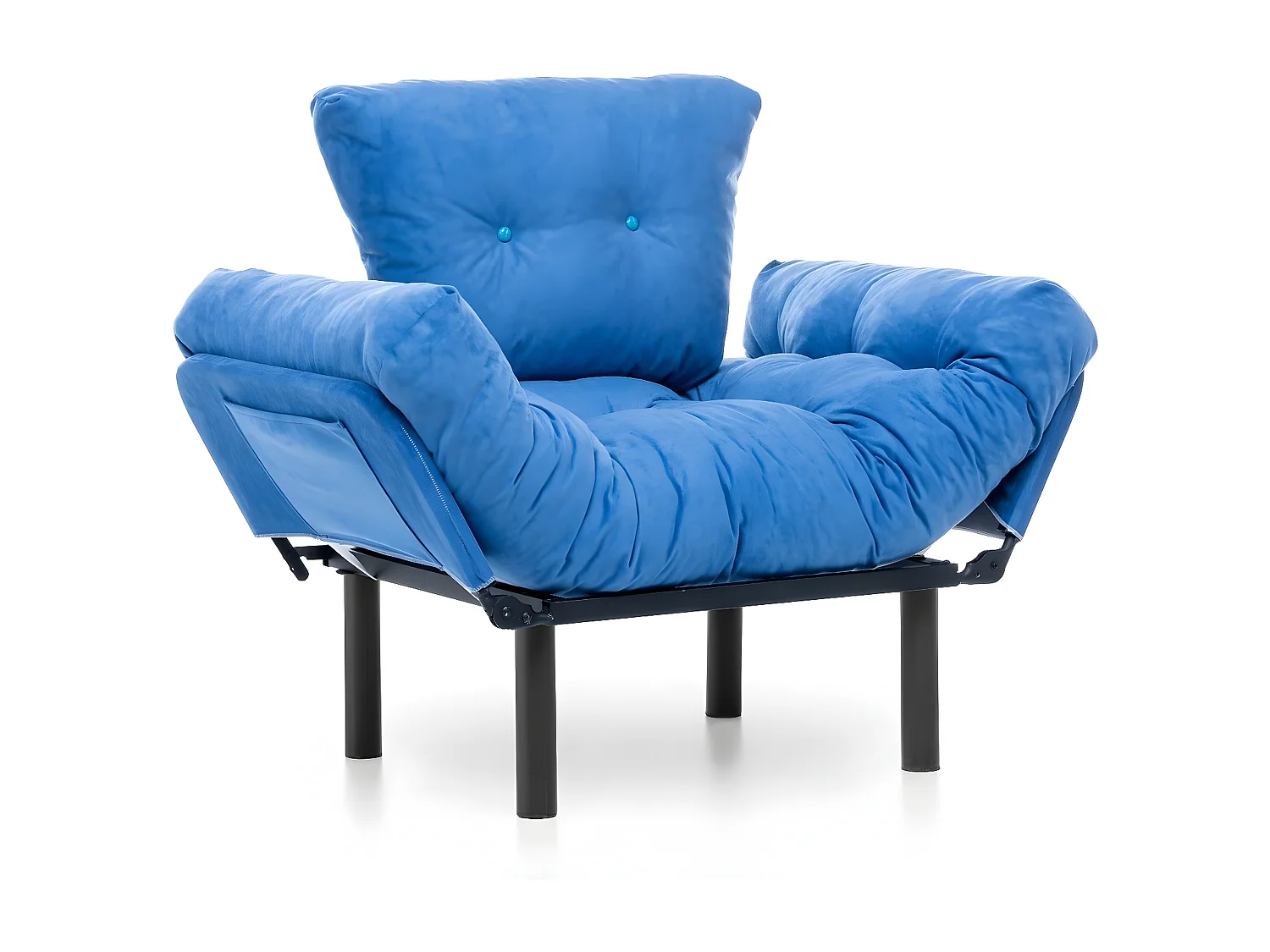 Fauteuil avec accoudoirs mobiles Tresa Velours Bleu