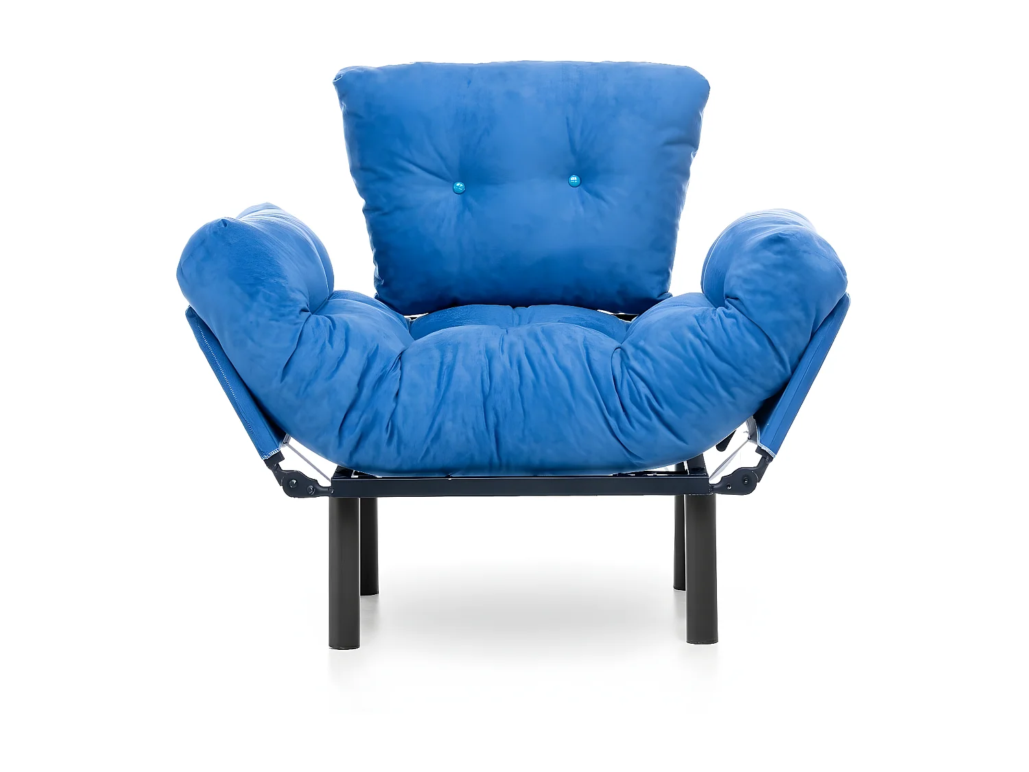 Fauteuil avec accoudoirs mobiles Tresa Velours Bleu