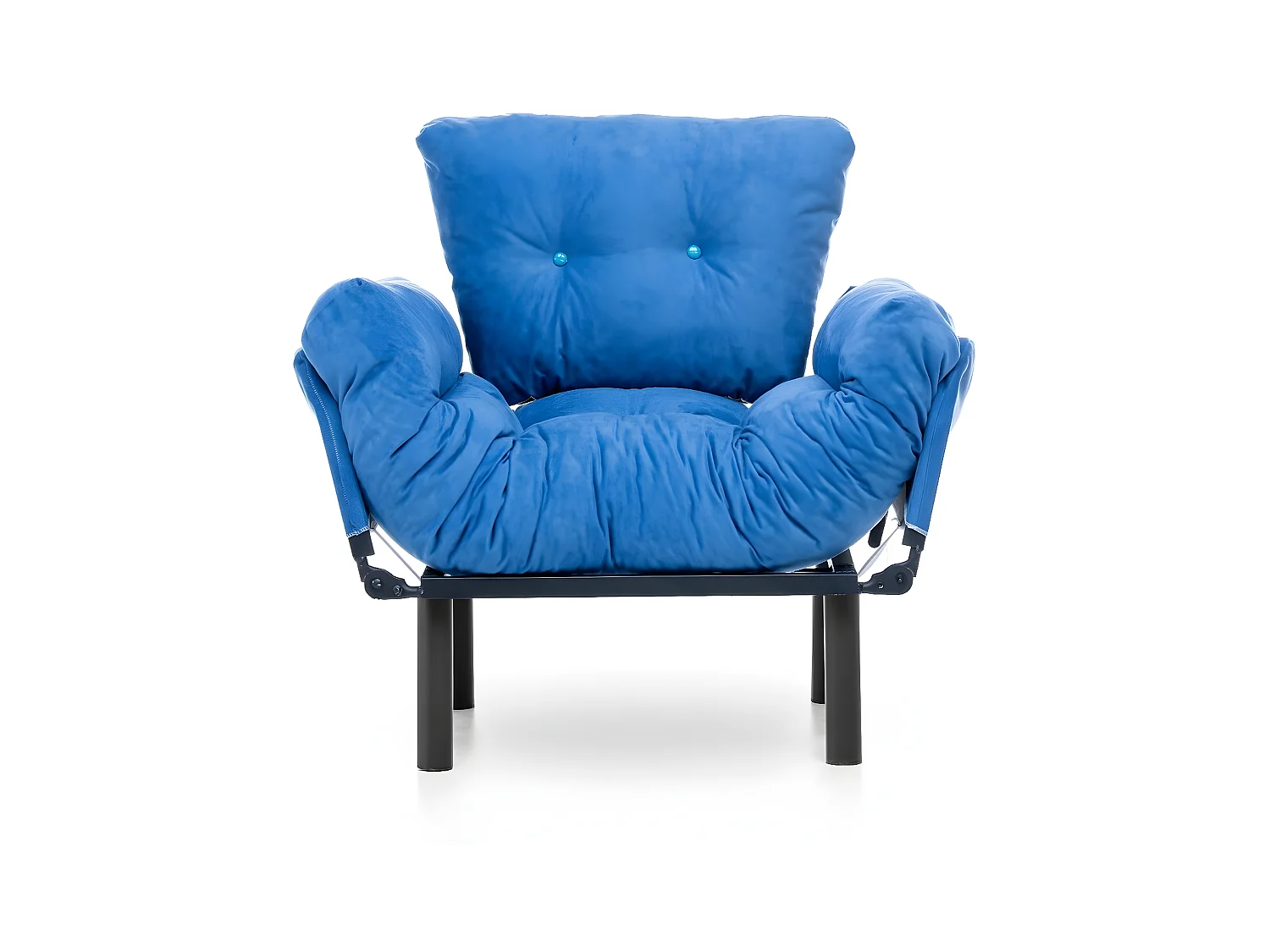 Fauteuil avec accoudoirs mobiles Tresa Velours Bleu
