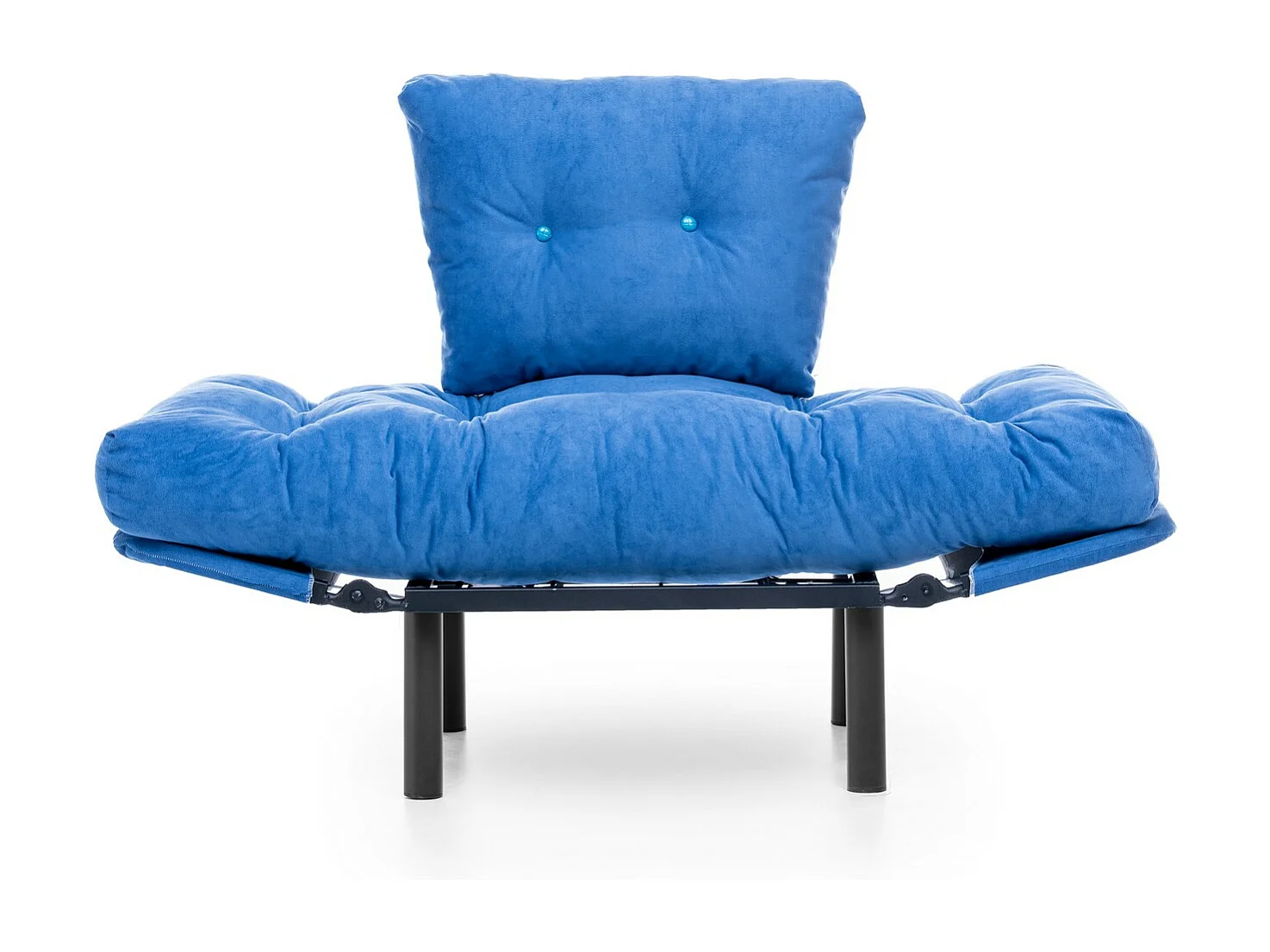 Poltrona moderna com asas – 95 x 85 x 70 cm – azul – tecido de poliéster