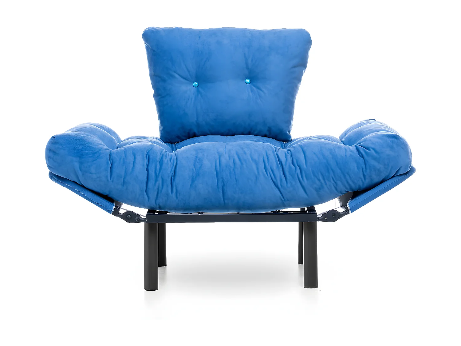 Poltrona moderna com asas – 95 x 85 x 70 cm – azul – tecido de poliéster