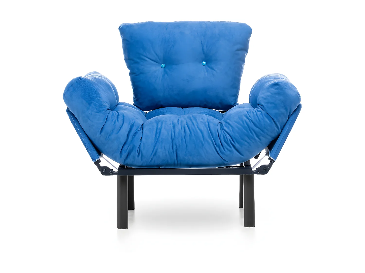 Poltrona moderna com asas – 95 x 85 x 70 cm – azul – tecido de poliéster