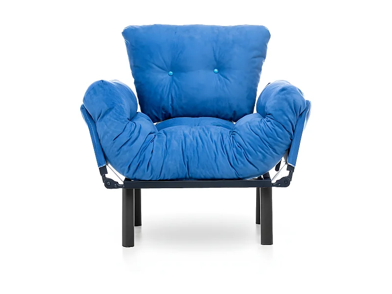 Fauteuil avec accoudoirs mobiles Tresa Velours Bleu