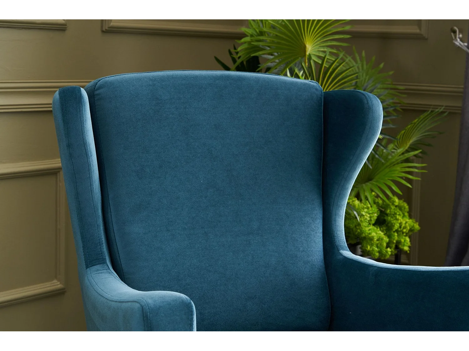 Fauteuil Fernanda Bois massif Naturel et Tissu Turquoise