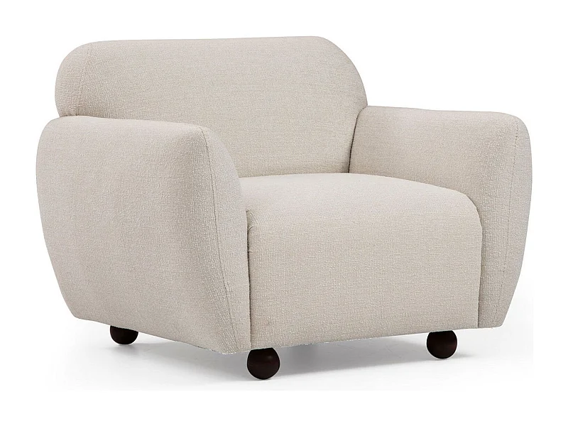 Sillón Altadena 187, De color marrón claro, 86x90x86cm, Tapiz, Patas: Madera