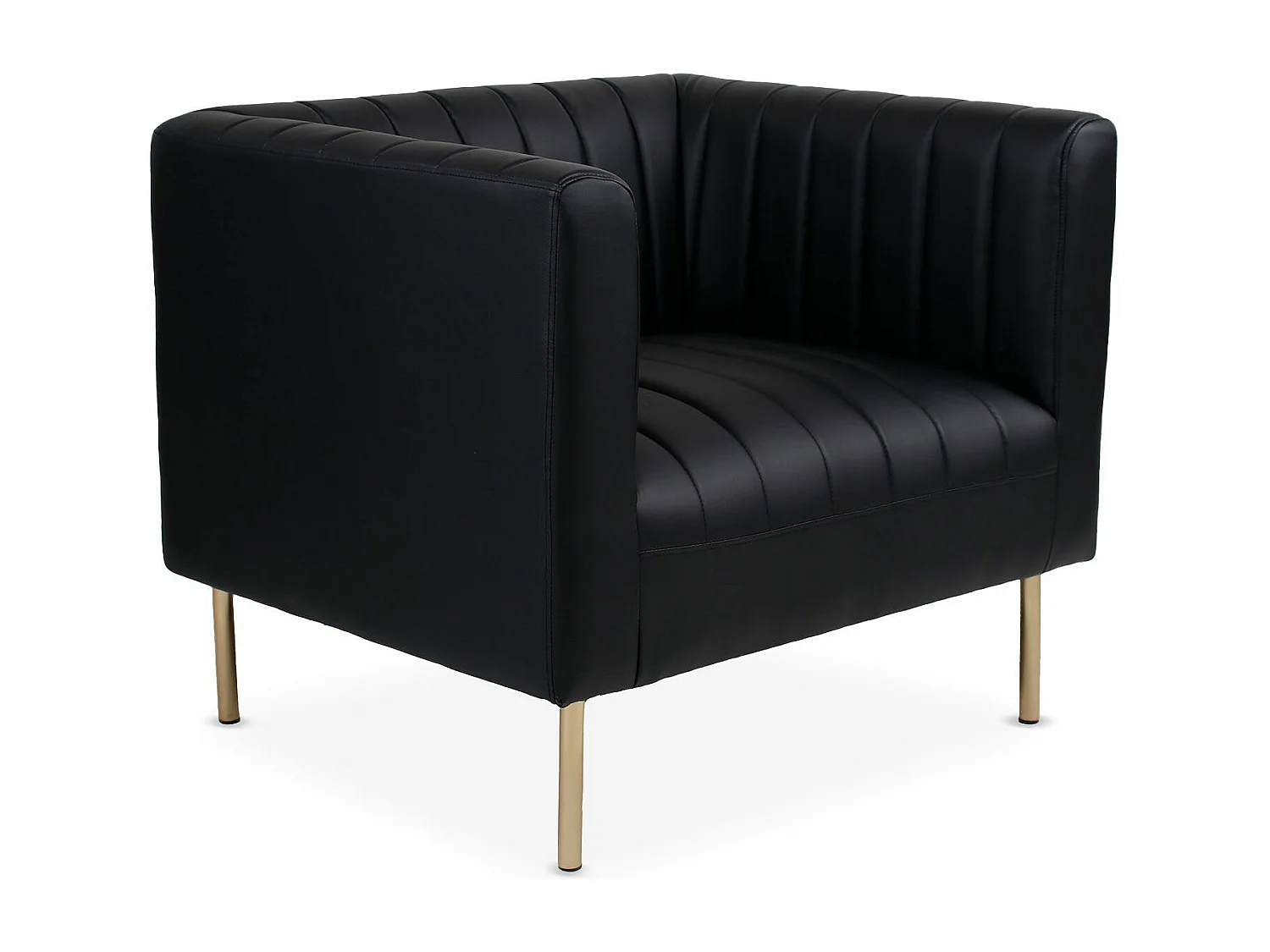 Fauteuil moderne à coutures verticales Sacramento Simili Noir